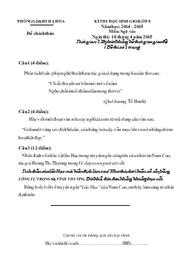 Ki thi hoc sinh gioi lơp 8 năm hoc 2014  2015 môn Ngữ Văn